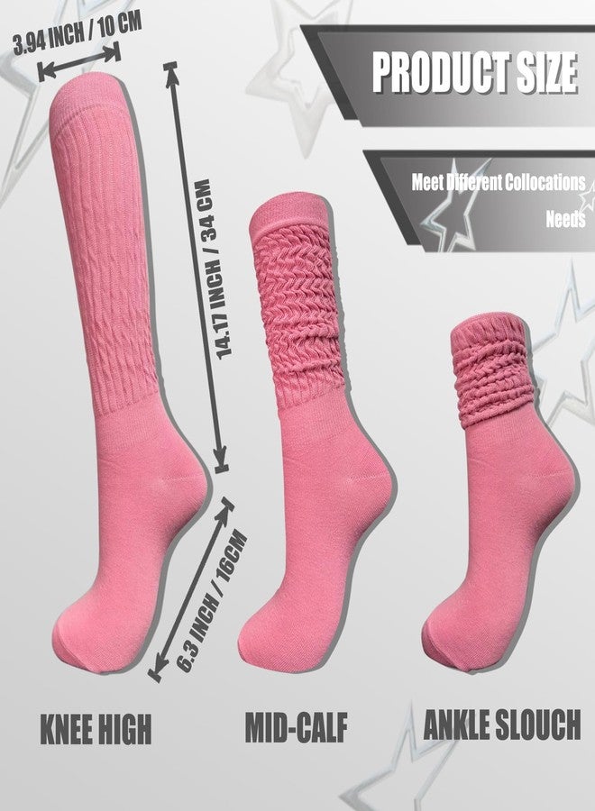 WILLBASIC 6 Pairs Slouch Socks for Women, Soft Extra Long Thick High Slouch Slouchy Sock for Women Mothers Gifts (Hot Pink,Pink,White,Red,Yellow,Black) - Image 5